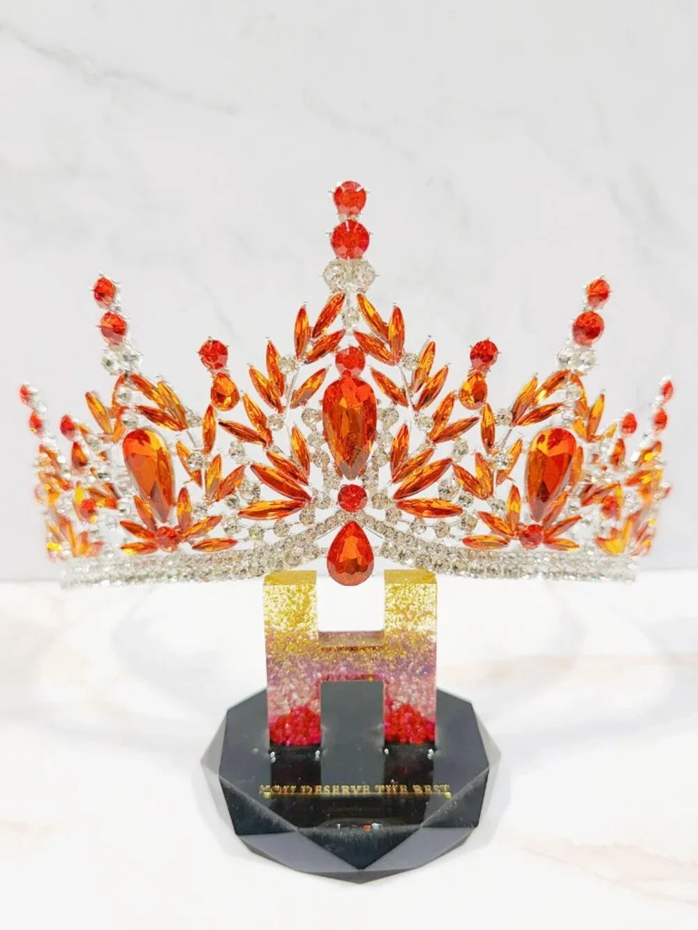 Amber crystal tiara, beauty pageant crown, wedding bridal headpiece, Prom crown